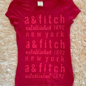 abercrombie pink words short sleeve tee shirt